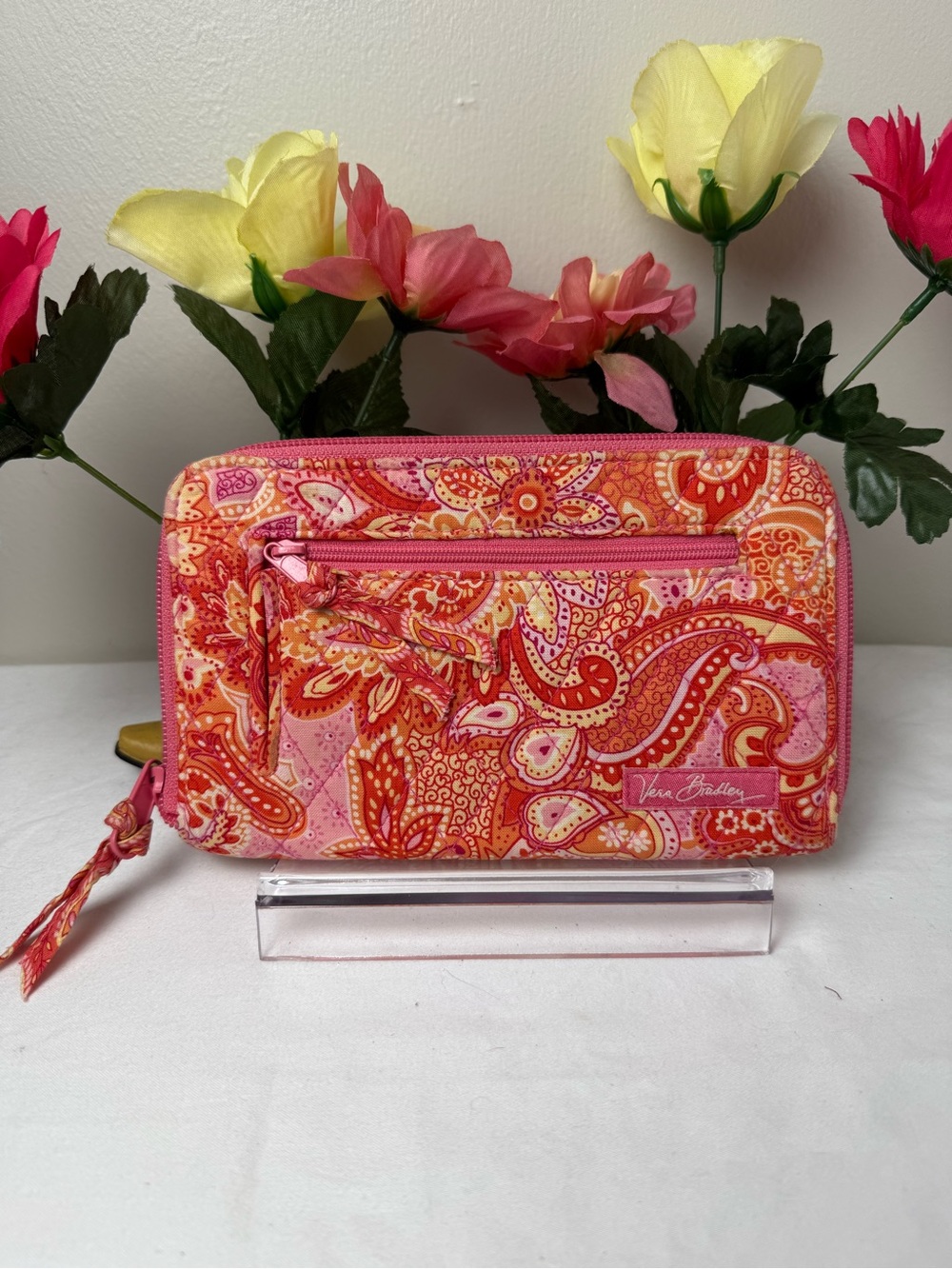 EUC Vera Bradley Sherbert Zip Around Wallet Retired 7.5” X 4.75” LAST ONE!